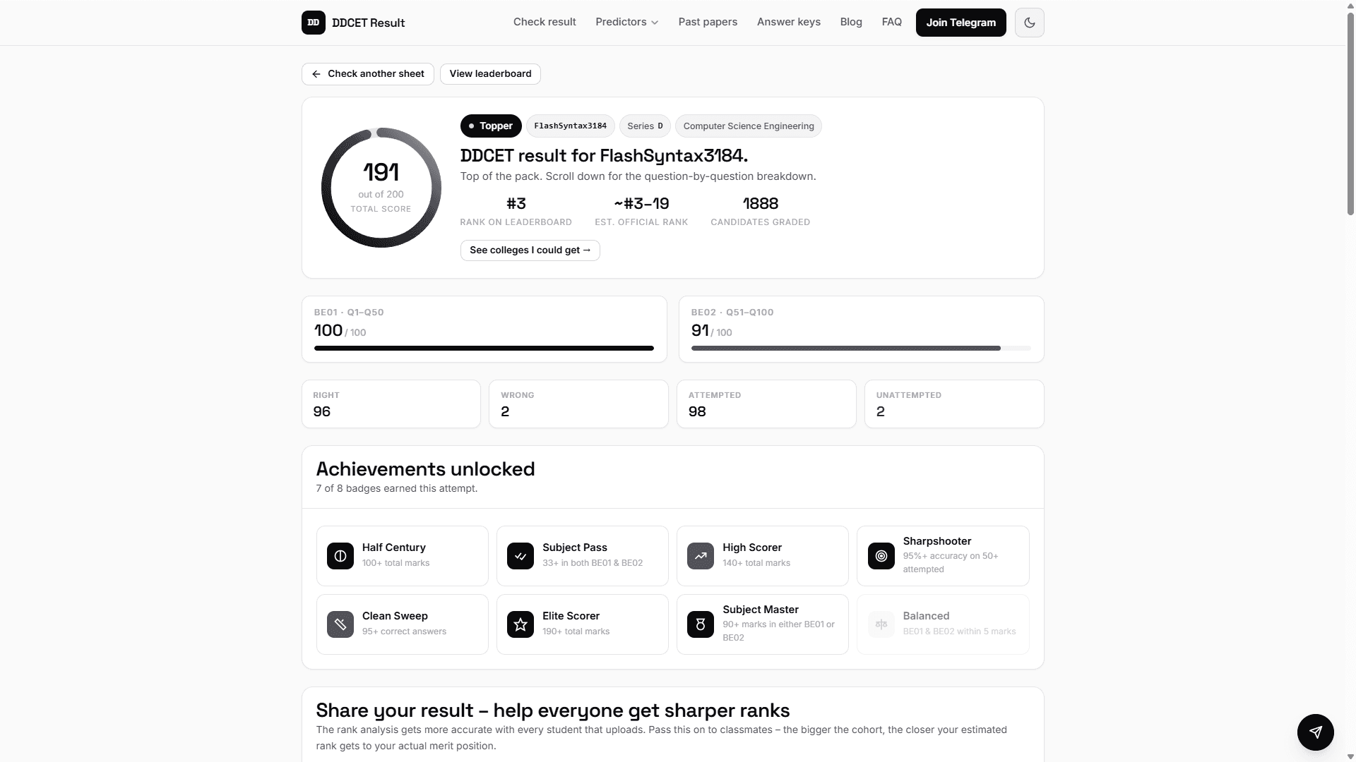 DDCET Result Checker
